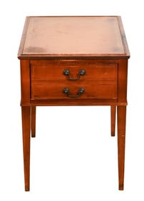 Vintage Inlaid Leather Top Side Table