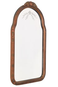 Vintage Hand Carved Etched Painted Mirror