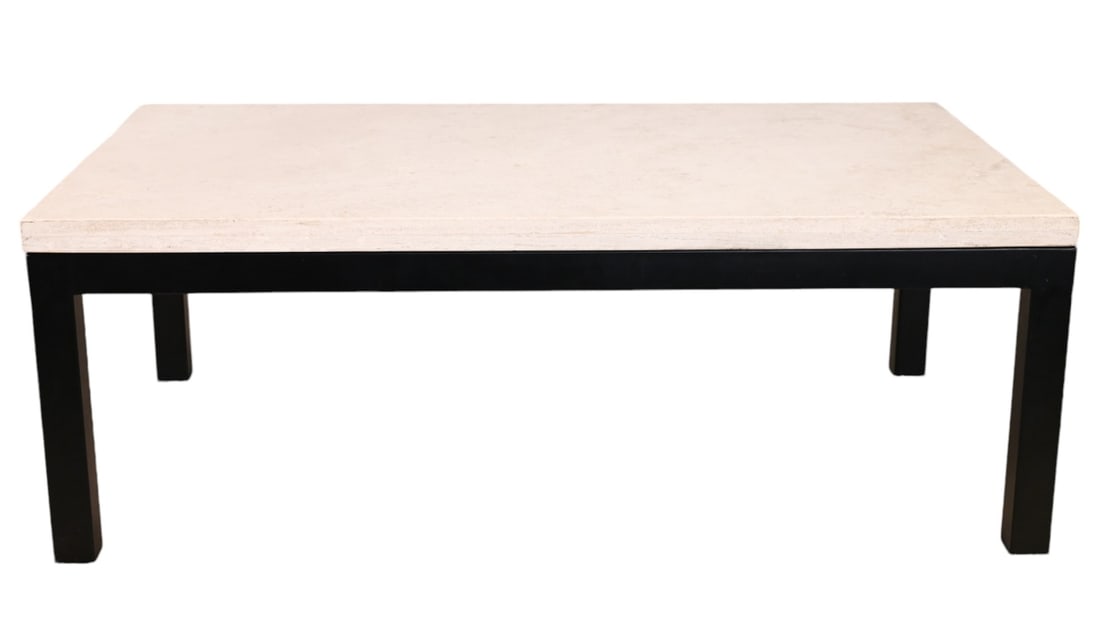 Mid Century Metal Leg Travertine Top Coffee Table (1 of 11)