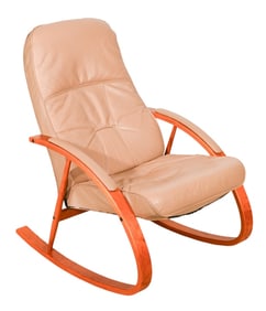 Danish Modern Leather Teak Rocker