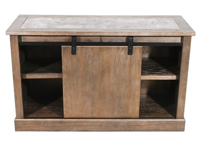 Industrial Style Sliding Grooved Door TV Cabinet