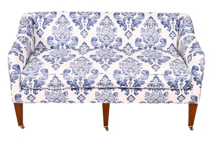 Mid Century Moroccan Batik Fabric Love Seat