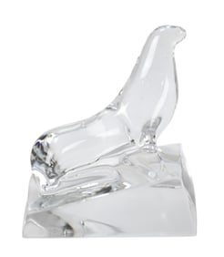 Baccarat Crystal Seal Sitting on  Iceberg Figurine