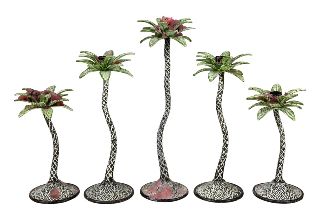 5 Vintage Cast Iron Palm Tree Candle Holders (1 of 9)