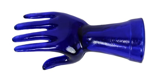 Vintage Colbalt Blue Pressed Glass Hand Form