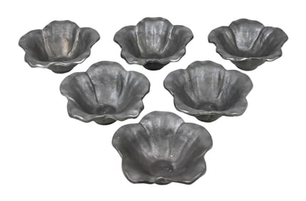 6 Silver Tone Cast Metal Flowers for Wall Collage