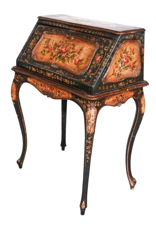 Antique Italian Carved Hand Painted Secretary (1 of 9)