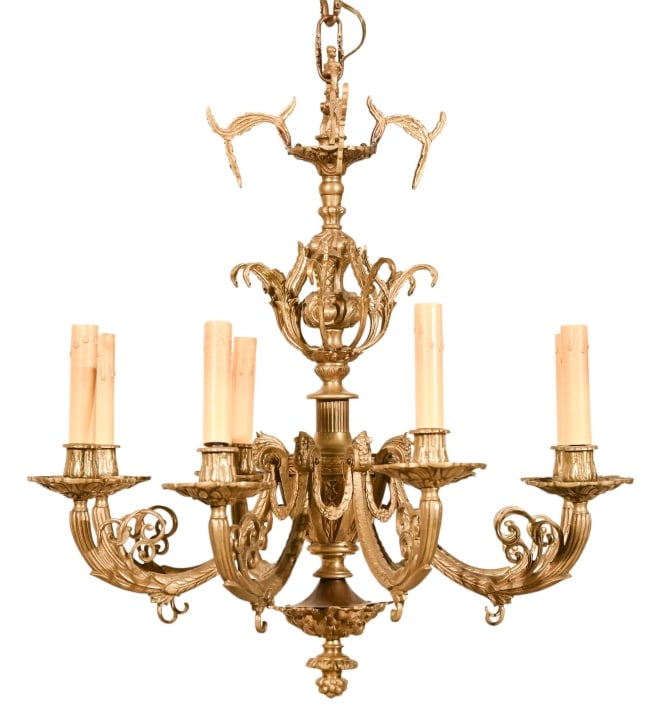 Antique Edwardian Style 8 Light Brass Chandelier (1 of 8)