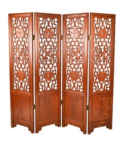 Early 20th Century Hand Carved Teak Asian Panel