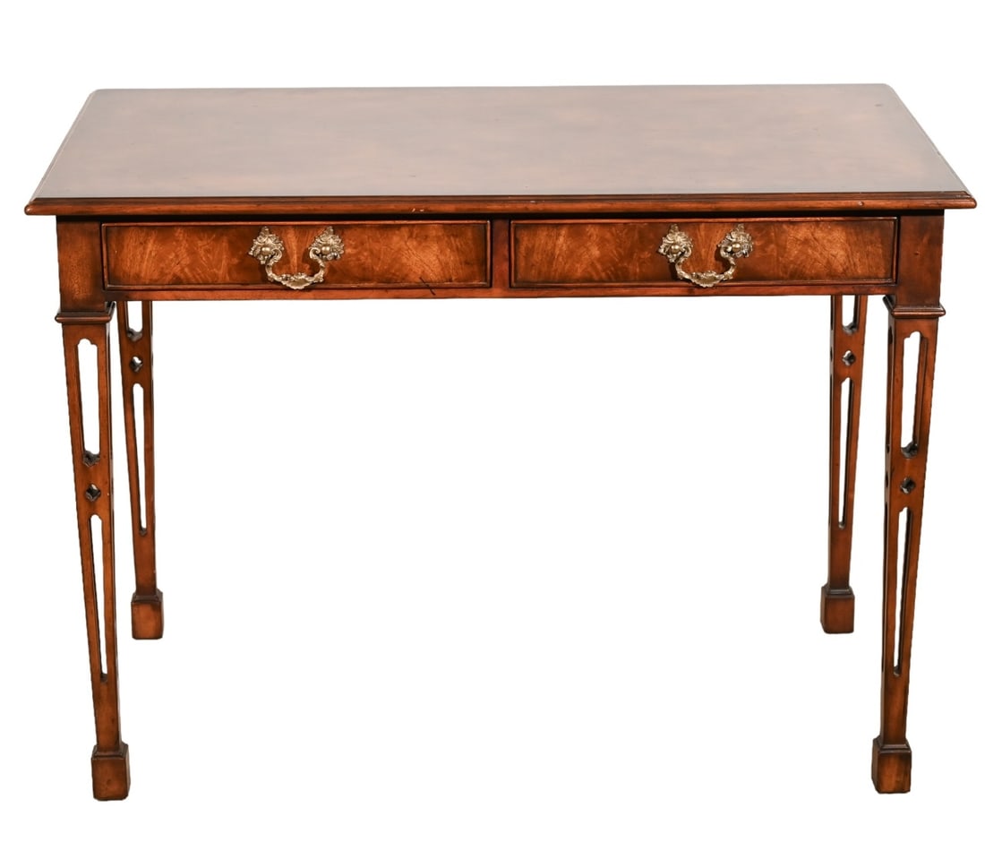 Althorp Furniture Carved Ladies Desk: Althorp Furniture Carved Ladies Desk w/ PaperworkAlthorp Furniture Carved Ladies Desk.. Measures 40 inches x 42 inches x 24 inches.