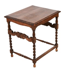 Antique Hand Carved Barely Twist Leg Side Table