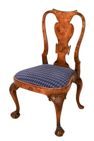 Antique Carved Upholstered Ball & Claw Foot  Chair