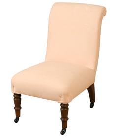 Antique French Carved Upholstered Slipper Chair