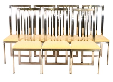 7 Mid Century Chrome Slat Back Dining Chairs