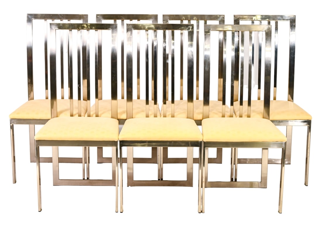 7 Mid Century Chrome Slat Back Dining Chairs (1 of 14)