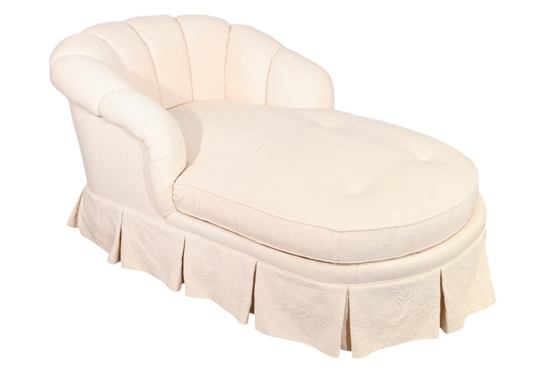 Custom Upholstered Skirted Channel Back Chaise (1 of 8)