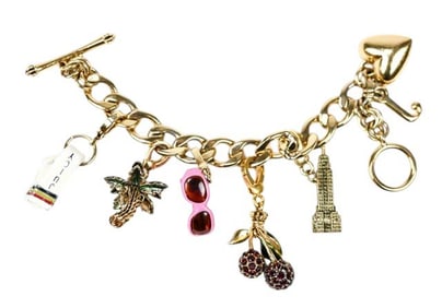 Vintage Juicy Couture Gold Tone NY Charm Bracelet