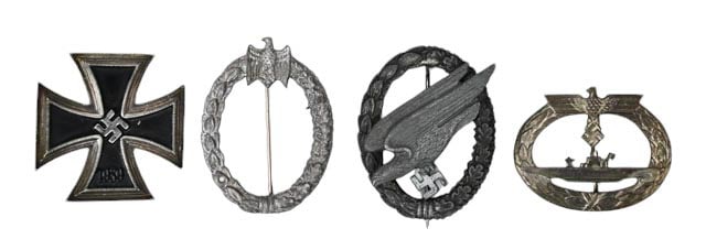 4 WWII German Military Badges Pins (1 of 11)