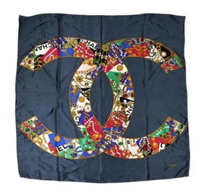 2 Chanel Silk Hand Sewn Scarves w Jewelry Patterns