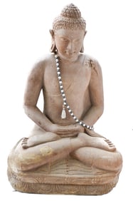Carved Stone Sitting Buddha Statue