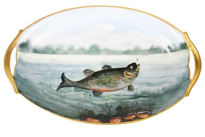 Limoges France Hand Painted Fish Plate Platter