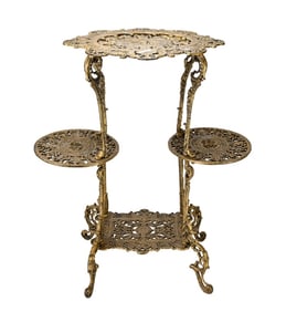 Early 20th C. Victorian Brass 3 Tier Plant Stand