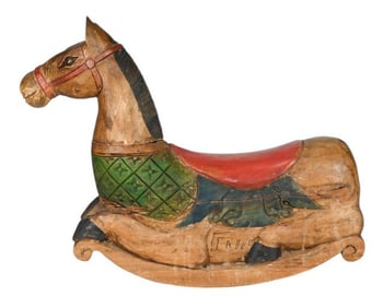 Antique Hindu Carved & Painted Rocking Horse