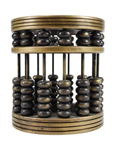 Chinese Copper Gilded Round Abacus and Pen Holder