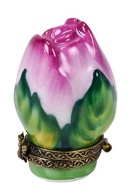 Limoges Porcelain Hinged Floral Rose Trinket Box
