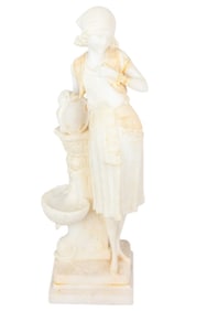 G. Bunchini Alabaster Sculpture of Gypsy Woman