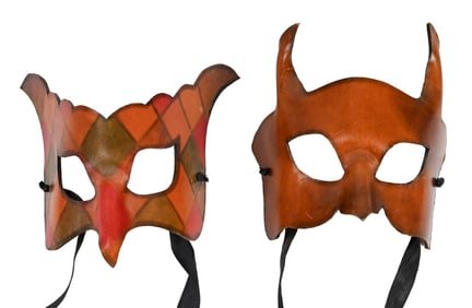 2 Ca'macana Venezia Leather Mardi Gras Masks