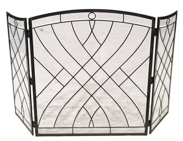 Dagan Wrought Iron Glass Panel Fireplace Screen