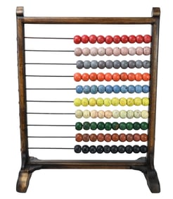 Large Vintage Mongolian Carved Wooden Math Abacus