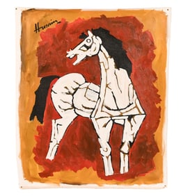 Attributed to M. F Husain Acrylic on Canvas