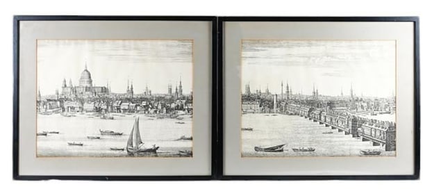 Pair Samuel & Nathan Buck Engravings Thames River