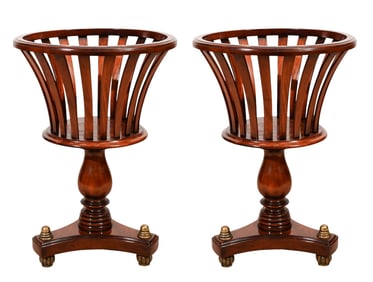 Pair Regency Style Carved Mahogany Plant Stands