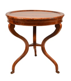 Regency Style Hand Carved Round Parlor Table.