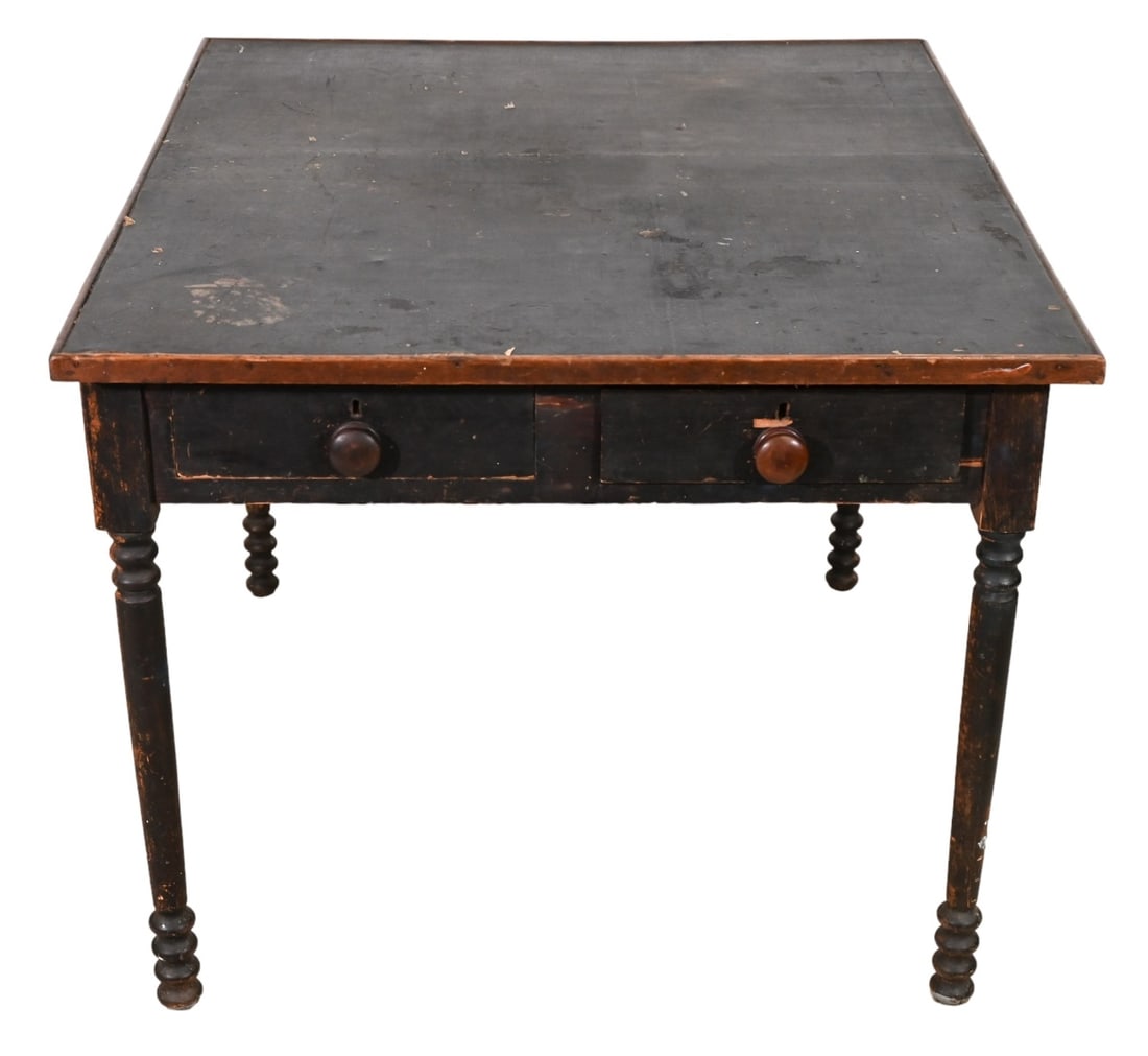 Vintage Carved Painted with Turned Leg Work Table (1 of 18)