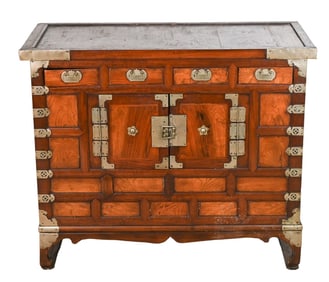Korean Wooden Chest With Metal Hardware