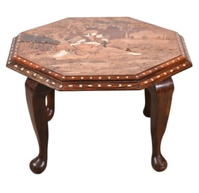 Oriental Style Bone Inlay Octagonal Side Table