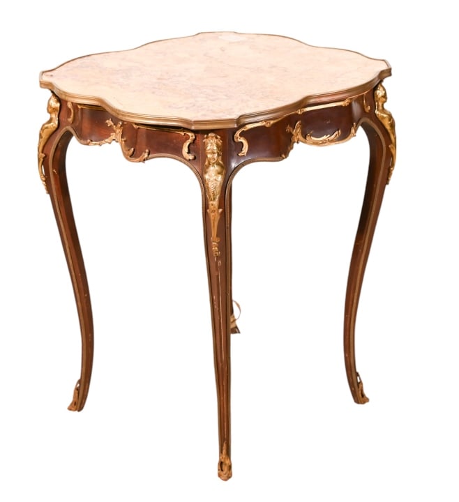 Antique French Carved Ormolu Marble Top Table (1 of 10)