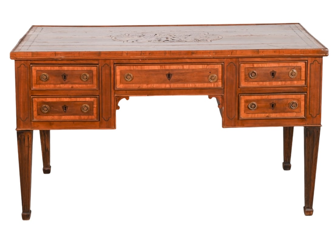 Antique Neoclassical Style Carved Inlay Desk (1 of 16)