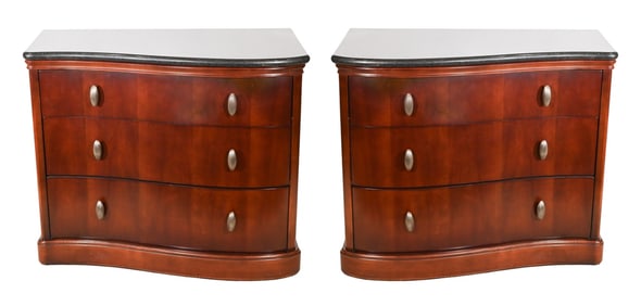 Pair Bernhardt Marble Top Dressers