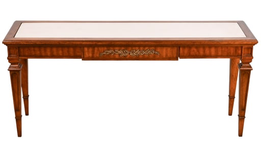 Italian Provincial White Marble Top Sofa Table