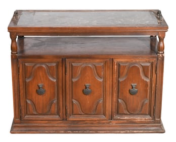 Spanish Style Carved Marble Top Server Buffet