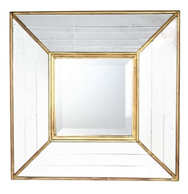 Contemporary Mirrored Cushion Beveled Wall Mirror