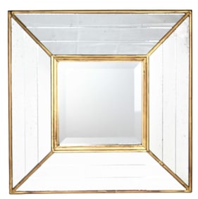 Contemporary Mirrored Cushion Beveled Wall Mirror