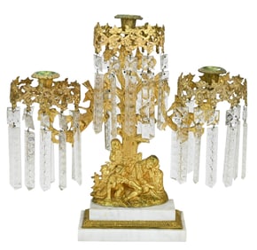 Antique Ormolou Girandole Candelabra w Crystal