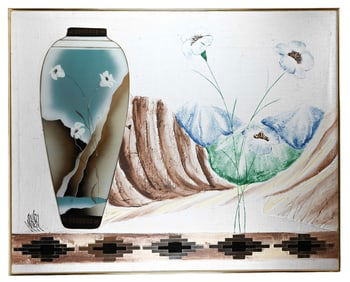 Laurel Street Art Club Mixed Media Painting Framed