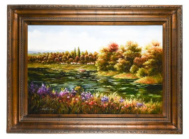 Sunhen Ley Signed Oil Painting of Tuscan Landscape